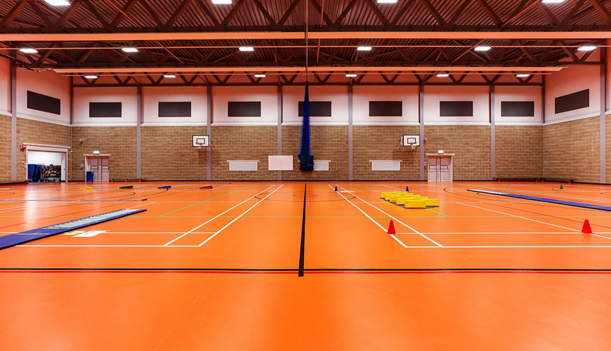 DIN 18032-2 Spor Salonları - Jimnastik - Oyun ve Çok Amaçlı Kullanım Salonları - Bölüm 2: Spor Faaliyetleri için Zeminlerin Testi